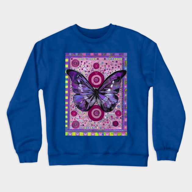 Purple Butterfly Crewneck Sweatshirt by Raybomusic01